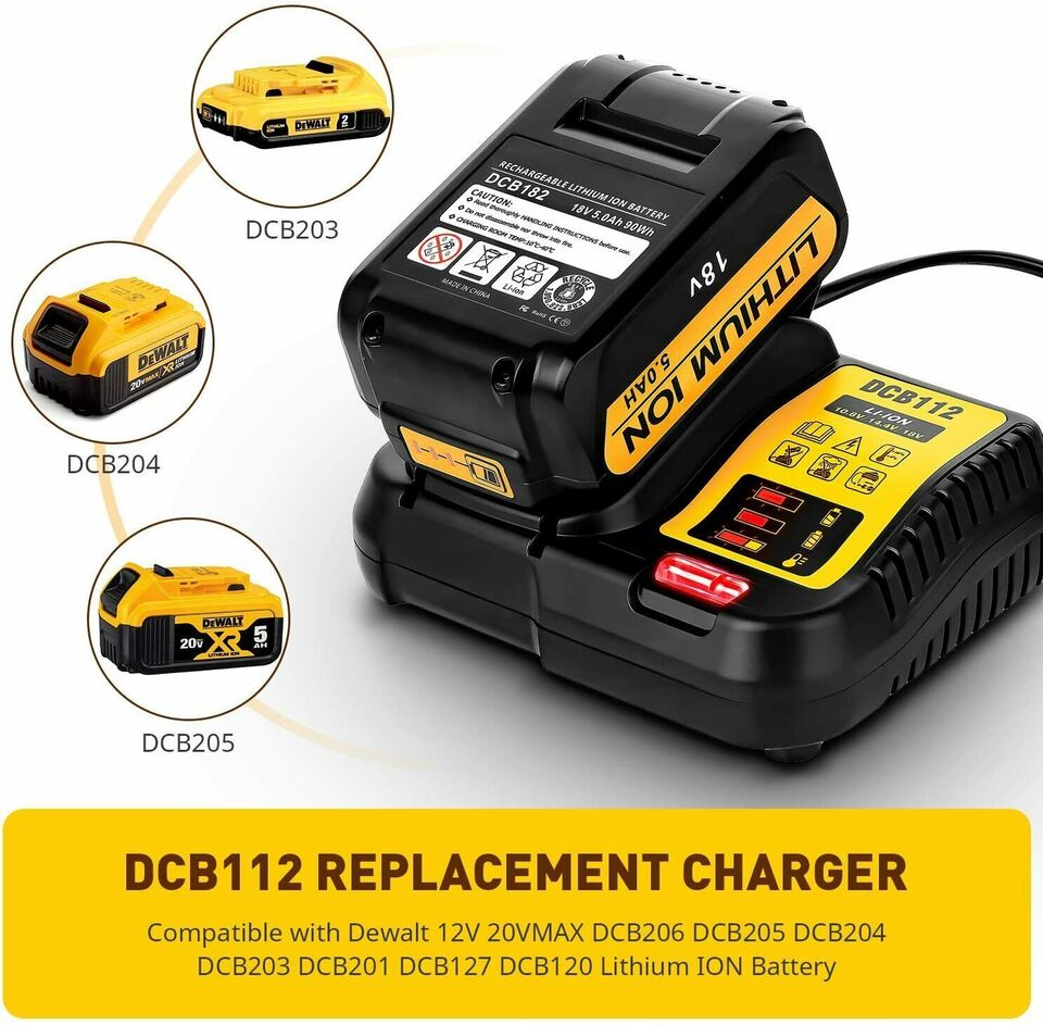 DCB112 DCB107 DCB105 Charger for Dewalt 20V 12V Li-ion Battery DCB112 DCB107 DCB105 Charger for Dewalt 20V 12V Li-ion Battery